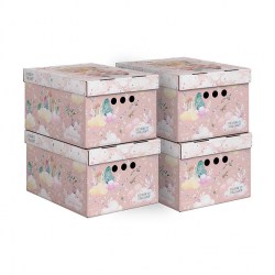 Коробка для хранения Valiant Путешастики, складная, 25 x 33 x 18,5 см, розовая